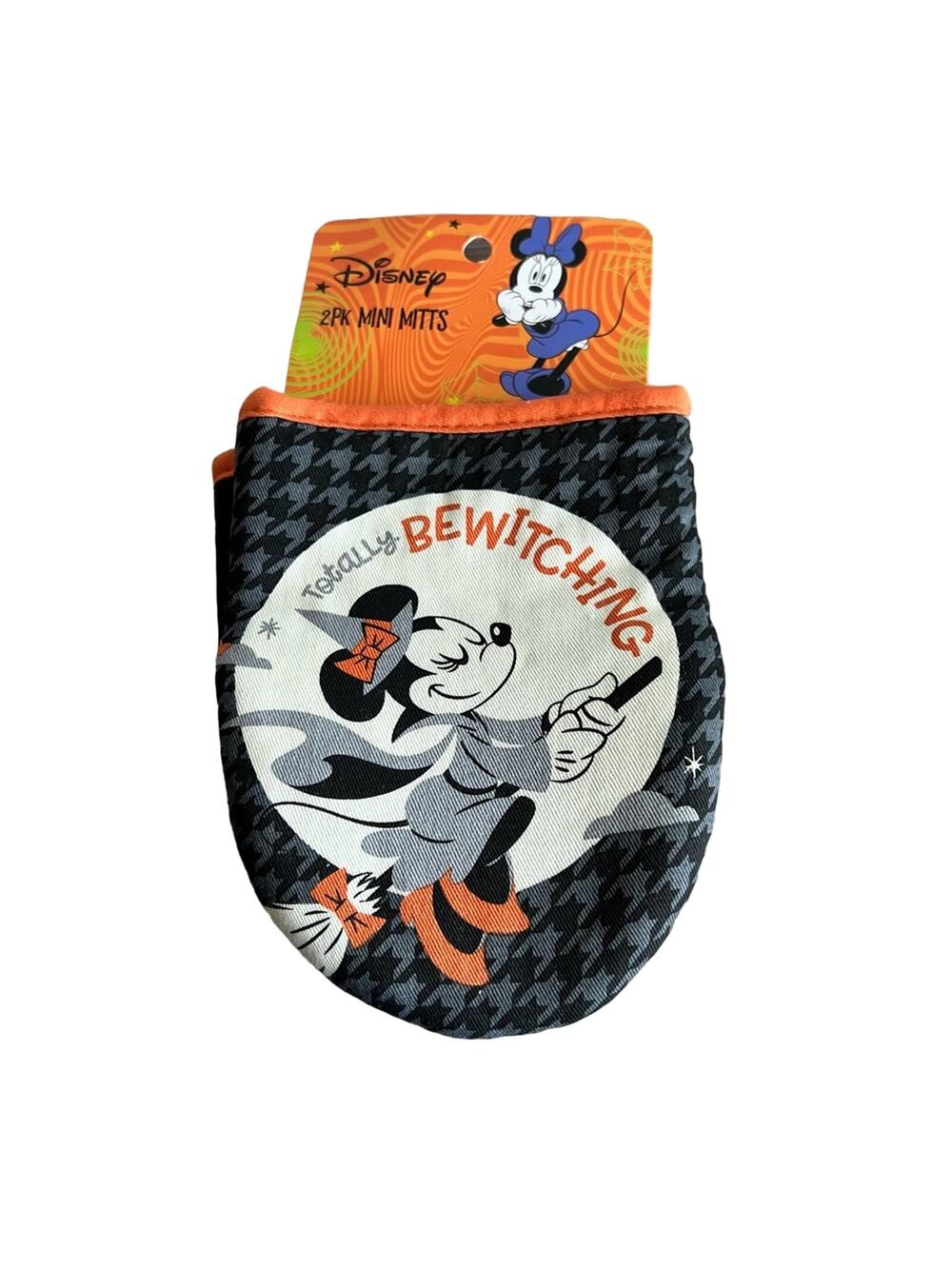 Minnie Mouse Black and Orange Halloween Themed Oven Mitts